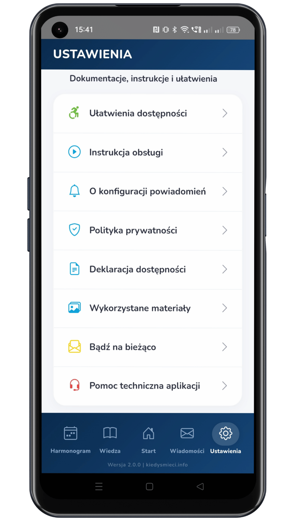 Dokumentacje i ustawienia aplikacji